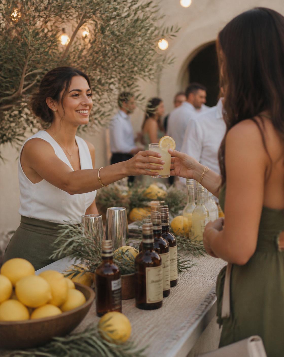 Craft lemonade bar at an outdoor evening event